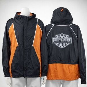 Y2K Harley Davidson Mens Windbreaker Jacket Hoodie Size XL